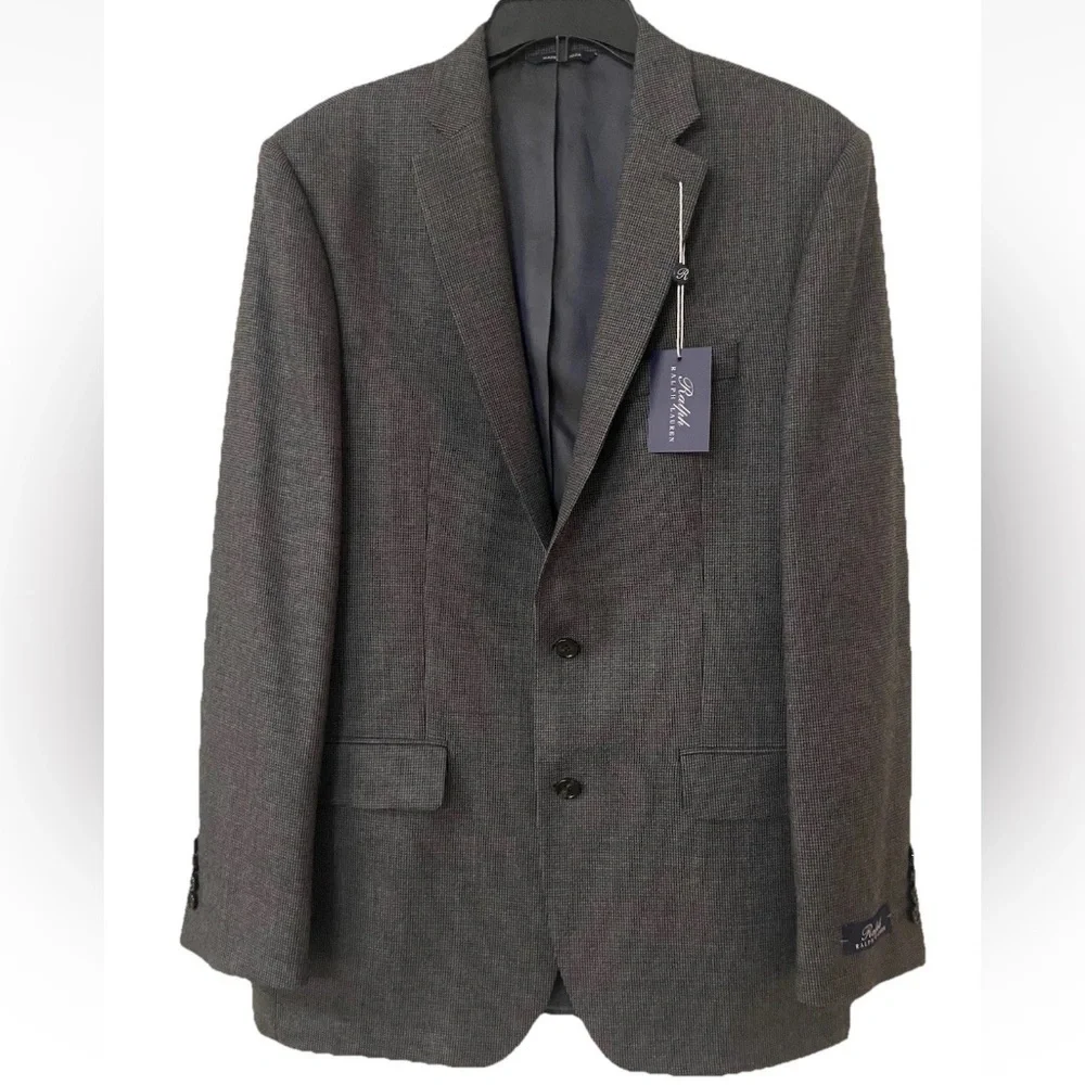 NWT Ralph Lauren Men’s Gray Two Button Wool Sport Coat Sz 40 Long - Picture 1 of 9